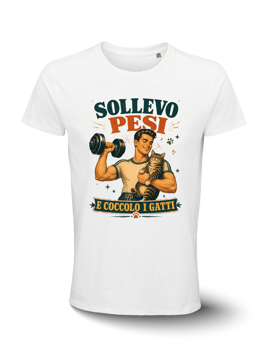 T-shirt - Asteroidi - Sollevo pesi e coccolo i gatti - uomo