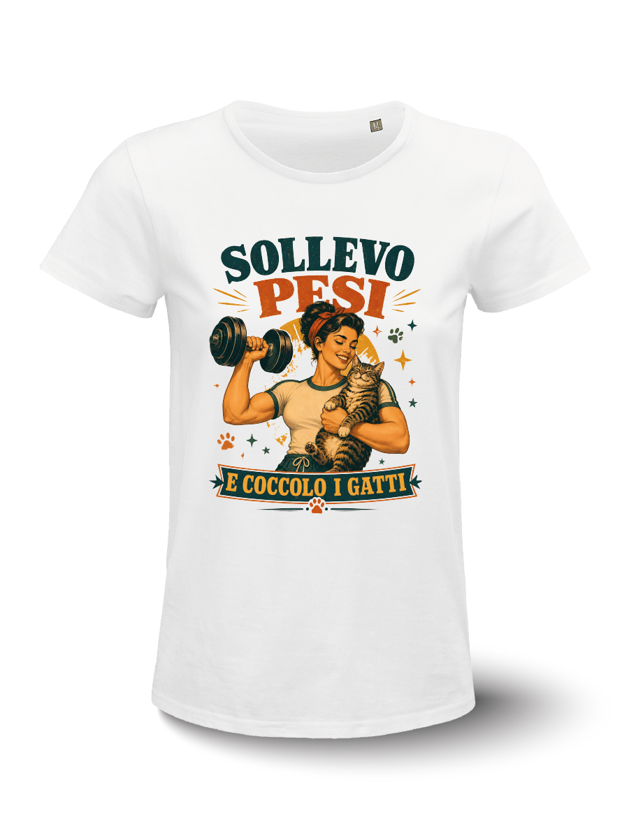 T-shirt - Asteroidi - Sollevo pesi e coccolo i gatti - donna